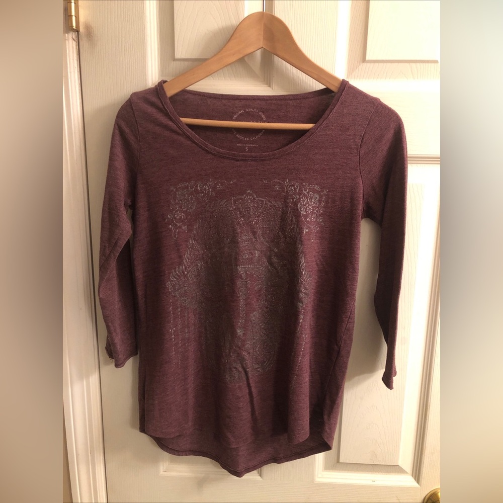 Lucky Brand Tshirt  3/4 sleeve. Purple